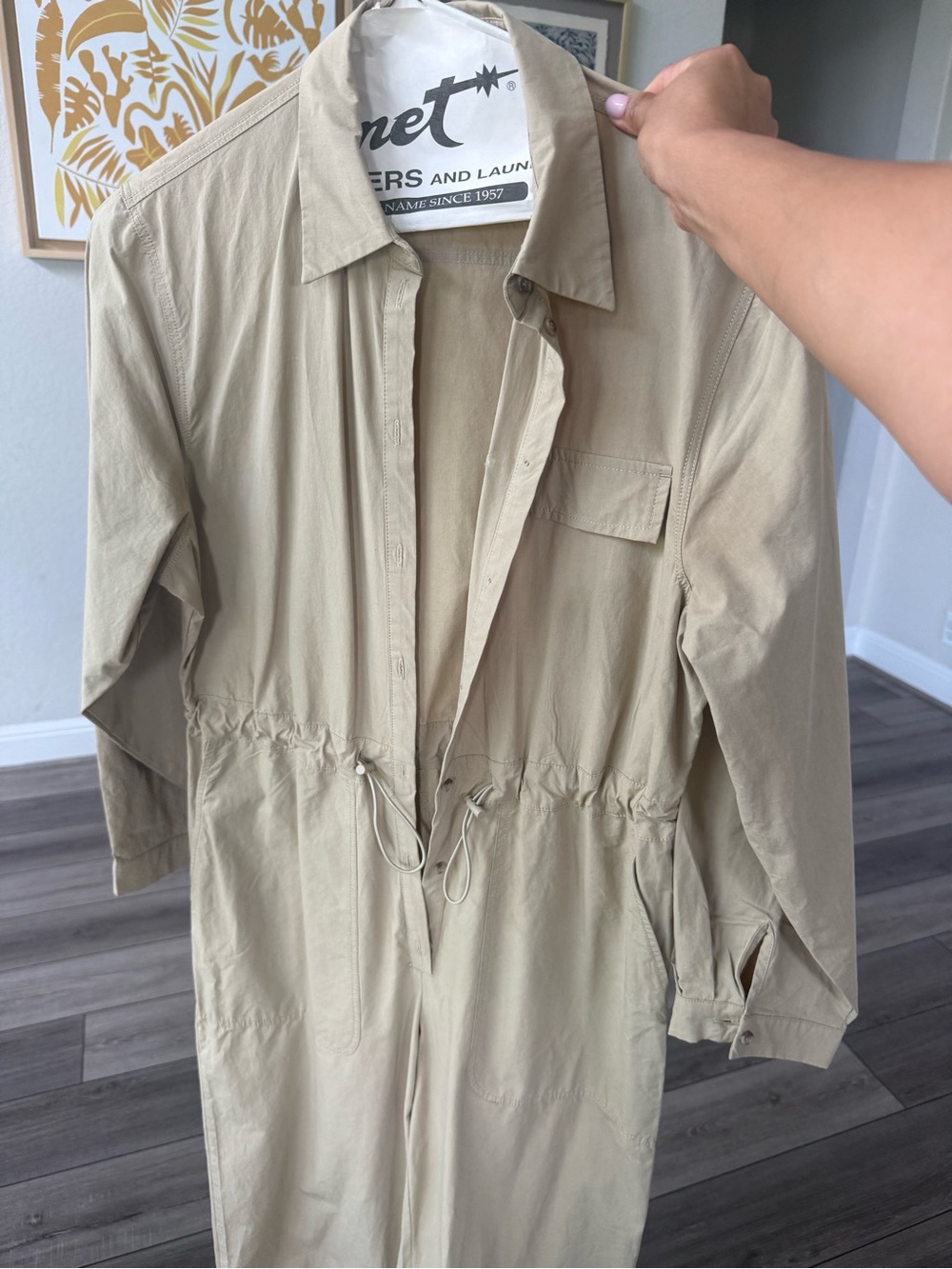 Mango Beige Utility Jumpsuit